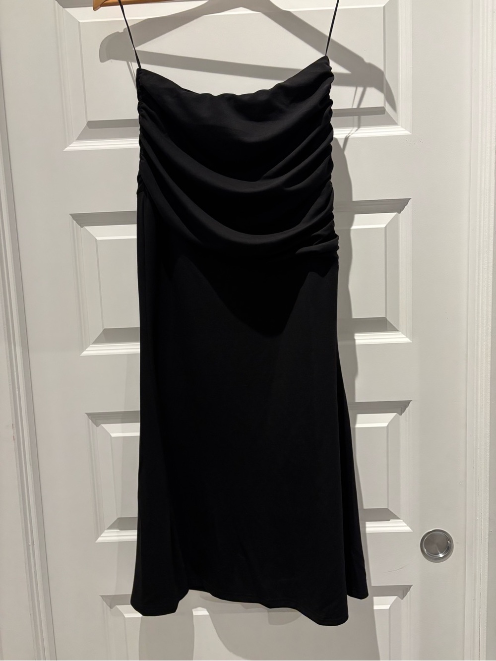 NWT Dolan Cupro Flare Black Draped Midi Dress (purchased at Anthropologie)